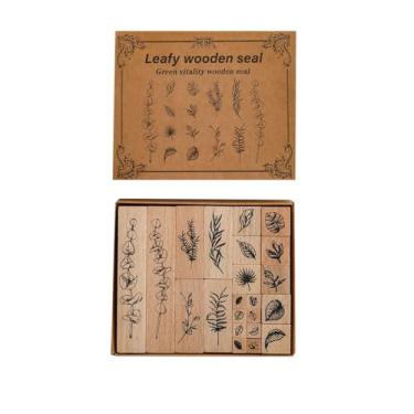 Imagem de Alideco Conjunto de 22 peças de carimbos de madeira vintage botânicos com flores, faça você mesmo, estampas decorativas para diário, artesanato, cartões, pintura, ensino (lvyishengji)