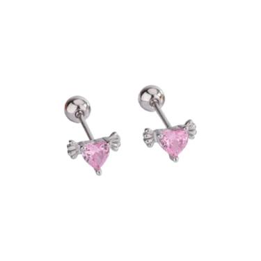 Imagem de Kokoma Brincos de coração com hélice de asa angular para mulheres, zircônia cúbica, doces, tragus, brincos de cartilagem, piercing de orelha, Small, Cobre, Sem pedra preciosa