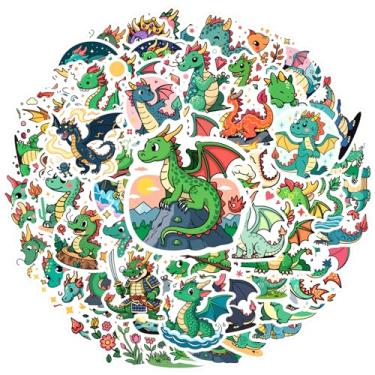 Imagem de 100 peças Dragon Fantasy Mythical Adventure Fire Breathing Scaly Winged Miniatura Adorável para DIY Telefone Laptop Scrapbook Bicicleta Guitarra Laptop Capacete Skate