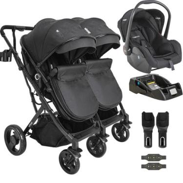 Imagem de Carrinho Kiddo para Gemeos com Bebe Conforto Base Vox II Preto