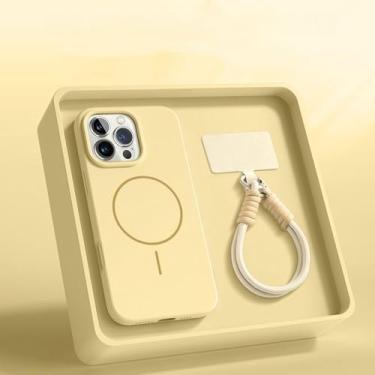 Imagem de Capa protetora de silicone com cordão magnético para iPhone 15, 14, 16 Plus, 11, 12, 13, 16 Pro Max, capa macia, amarela, para iPhone 14 Plus