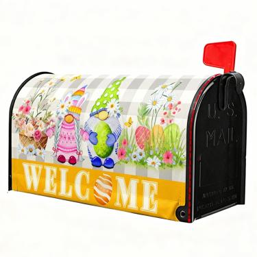Imagem de Capas de caixa de correio de páscoa tamanho tandard magnético primavera gnomos bem-vindos ao ar livre capa de caixa de correio 53 x 45 cm margarida ovos de Páscoa caixas de correio de férias capa de