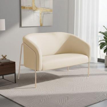 Imagem de Sofá 2 Lugares Namoradeira Stella Industrial Alta Champanhe Sintético D03 - D`rossi Cor Bege