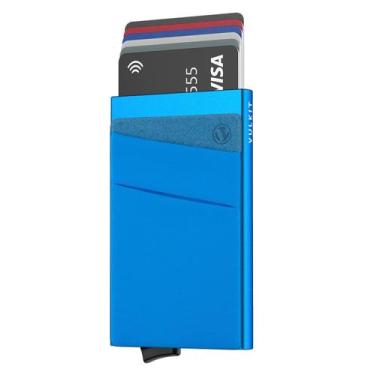 Imagem de Porta-cartões de bloqueio RFID Wallet VULKIT Slim azul