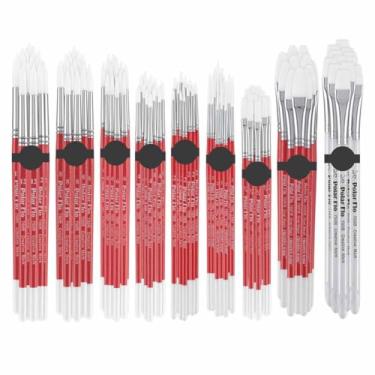 Imagem de Creative Mark Pincéis profissionais de aquarela Polar Flo – Pacote sortido com 108 unidades – Cabo curto, virola de latão sem costura niquelado – Pincéis artísticos para acrílico, aquarela, guache e