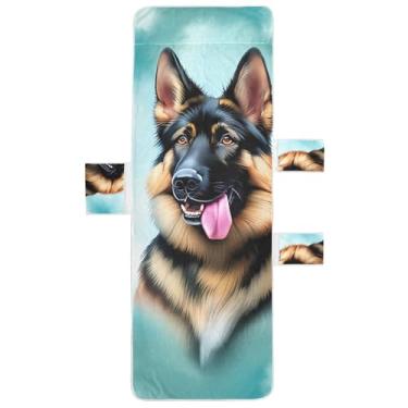 Imagem de Capa para espreguiçadeira de cachorro pastor alemão toalhas de cadeira de piscina lounge toalha de praia floral espreguiçadeira de praia 215,9 cm x 76,2 cm