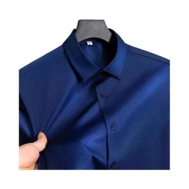 Imagem de Camisa Social Masculina Branca De Manga Longa Slim Fit Não Amassa Resi