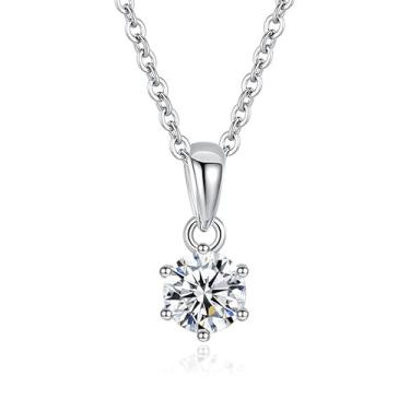 Imagem de Rostisla S925 prata esterlina moissanite clássico seis garras 0,5 quilates moissanite colar para mulheres