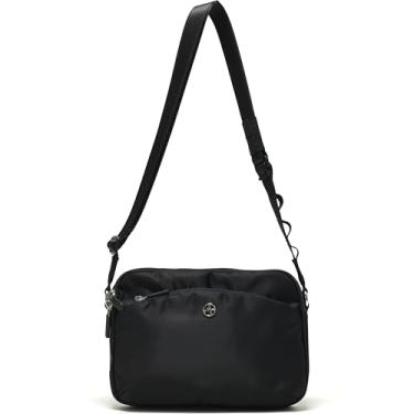 Imagem de Pander Bolsa transversal pequena para mulheres, bolsa de nylon leve para o dia a dia com alça ajustável, Sólido - Preto, Medium, liso