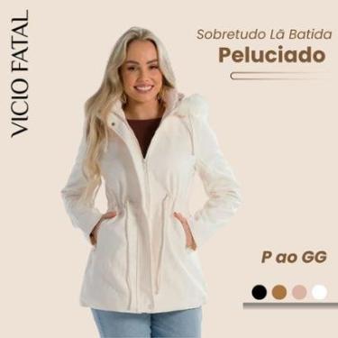 Imagem de Sobretudo Feminino Lã Batida Forro Peluciado - Inverno Aconchegante Elegante Forrado-Feminino