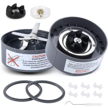 Imagem de Pacote com 2 lâminas de substituição para liquidificador NutriBullet série 900W 600W, peças de reposição compatíveis com lâmina NutriBullet, incluindo junta de borracha de engrenagem e almofada de