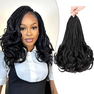 Imagem de Tranças de crochê WOKAA French Curl 30 cm Goddess Box Braids x8