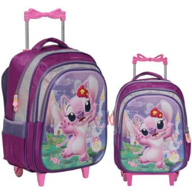 Imagem de Mochila Infantil Feminina Angel Rodinhas Tam G Resistente - Plike