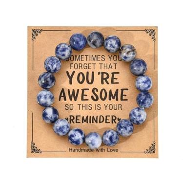 Imagem de Pulseira de cura feminina com contas de 6 mm, feita à mão, com pedras preciosas, alívio de estresse e equilíbrio emocional