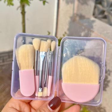 Imagem de Mini conjunto de pincéis de maquiagem, adequado para pó, sombra, base, blush e corretivo, ferramentas profissionais de maquiagem de beleza (rosa)