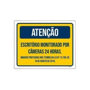Imagem de Placa Escritório Monitorada Câmeras 24 Horas 27X35 - Sinalizo
