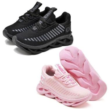 Imagem de Kit 2 Tênis Infantil Menina Confortavel  Preto e Rosa - EVOLTENN, Pret