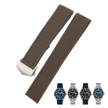 Imagem de XMKT Pulseira esportiva de borracha natural de 20 mm, 22 mm, para TAG Watch Heuer Aquaracer 300 500, pulseira esportiva (prata marrom, 20 mm (mostrador de 41 mm))