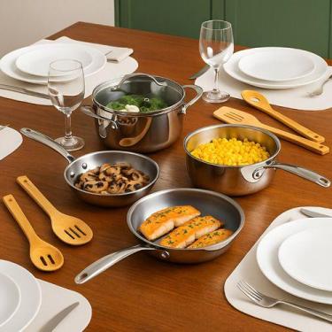 Imagem de Jogo de Panelas Inox 304 Mimo Style Isa Scherer 8 Peças Fundo Triplo A