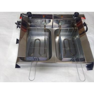 Imagem de Fritadeira elétrica industrial 2 cubas 10 litros com tampa - MORAIS CO