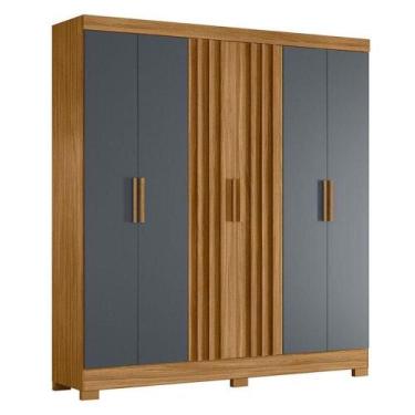 Imagem de Guarda Roupa Casal Valença 6 Portas Freijó Cinza - Moval - MOVAL MOVÉI