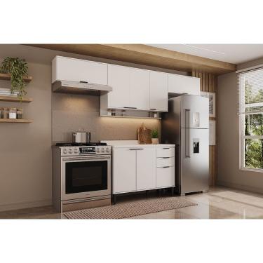Imagem de Kit de Cozinha Completa 4 Peças Alpha (3Aéreos+1Balcão) C4P181 Branco - Carraro