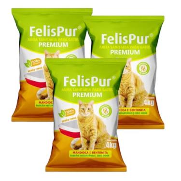 Imagem de Areia Higiênica para Gatos FelisPur Premium Mandioca e Bentonita Anti Odor 100% Natural (Natural - 12kg)
