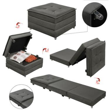 Imagem de puff dobravel quadrado estofado com rodinha vira cama solteiro bau - M