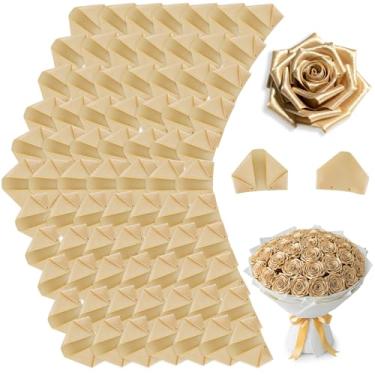 Imagem de TONIFUL 200 peças de ouro champanhe, fita de cetim pré-fabricada, pétalas de rosa, pétalas semiacabadas para rosa eterna, buquês de flores, artesanato para dia dos namorados, formatura, casamento