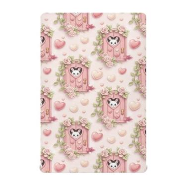 Imagem de SEHANY Lençol de berço de coelho fofo para meninos e meninas, macio, respirável, elástico, lençol com elástico padrão para bebês de 27 x 99 cm