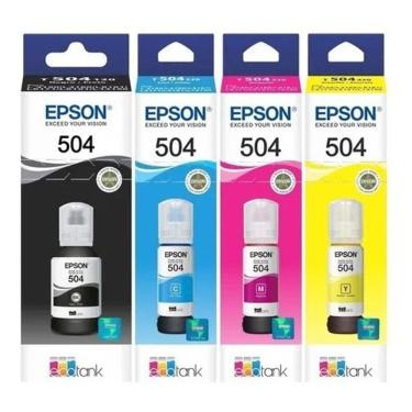 Imagem de Kit 4 Refil  de Tinta Genuíno L4260 T504 para impressoras L4150 L4160 L6161 L6191 L6171 L6270 L14150