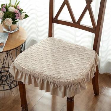 Imagem de Conjunto de 2 Almofadas Sólidas para Cadeiras, Almofadas Quadradas Antiderrapantes para Assento de Jantar com Amarras e Capa Removível, para Casa, Escritório e Restaurante