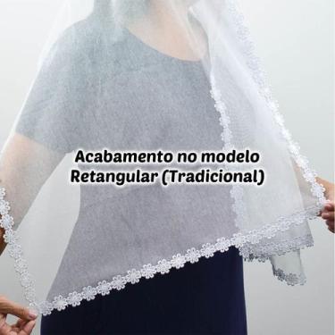 Imagem de Véu Ccb Congregação Cristã Renda Guipir Aplicada Aplique Floral Adulto
