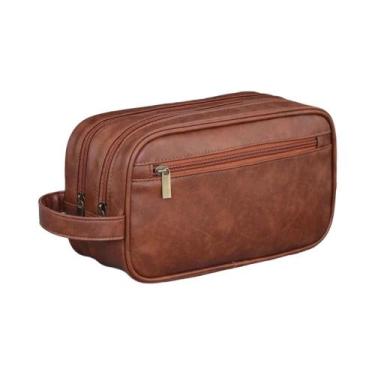 Imagem de Necessaire De Viagem Masculina Em Couro PU De Dupla Camada, Organizado