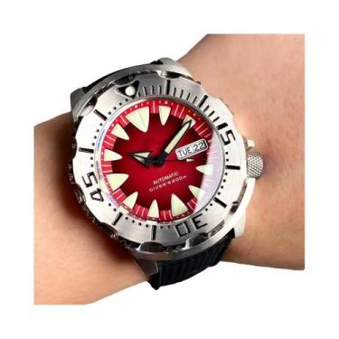 Imagem de Relógio Automático Masculino 42mm 200M Com Mostrador Luminoso Laranja,