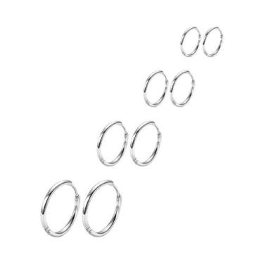 Imagem de Brincos Pequenos De Argola Huggie Para Mulheres, 4 Pares, Aço Inoxidáv
