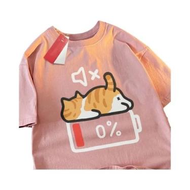 Imagem de Camiseta Solta De Verão Com Estampa De Gato Para Mulheres Grávidas, Ma