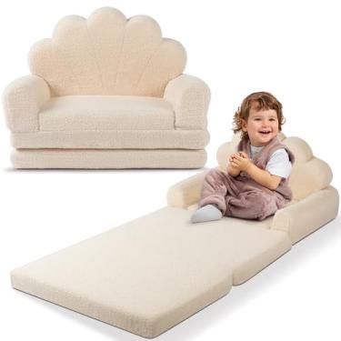 Imagem de spanspace Sofá infantil 2 em 1, sofá dobrável, cadeira infantil confortável, sofá conversível para crianças com bolso e capa removível