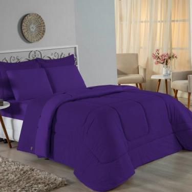 Imagem de Kit Edredom Dupla Face + Jogo de Lençol Solteiro Nobre 4 peças Malha 1