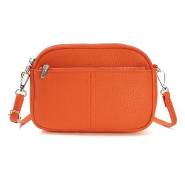 Imagem de Bolsas pequenas transversais femininas de couro vegano, bolsas de ombro com alça ajustável, Laranja, Bolsas transversais pequenas femininas de couro vegano