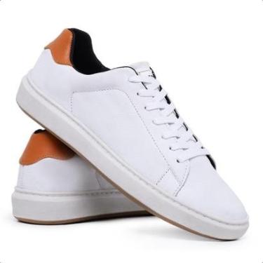 Imagem de Tênis Masculino em Couro Legítimo Solado Antiderrapante Confortável Casual Esportivo-Masculino