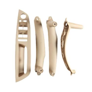 Imagem de Maçaneta interna da porta do carro, compatível com bmw x5, x5, e70, e71, e72, fibra de carbono, lhd, rhd, painel interno, capa de guarnição, 7 opções de cores(Beige LHD)