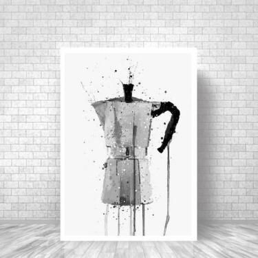 Imagem de Quadro Decorativo Cafeteira Italiana 33X24Cm Moldura Branca