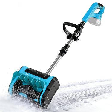 Imagem de Kit de pá de neve sem fio de 35,5 cm, pás de neve elétricas com placa de direção e interruptor de segurança duplo soprador de neve para neve molhada degraus de neve pesada calçadas varandas (apenas