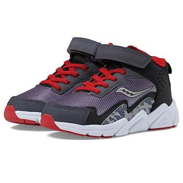 Imagem de Saucony Tênis infantil unissex com fecho alternativo Flash, Cinza/vermelho, 3.5 Big Kid