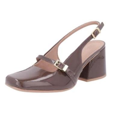 Imagem de Sapato Slingback Feminino Conforto Verniz Couro Usaflex-Feminino