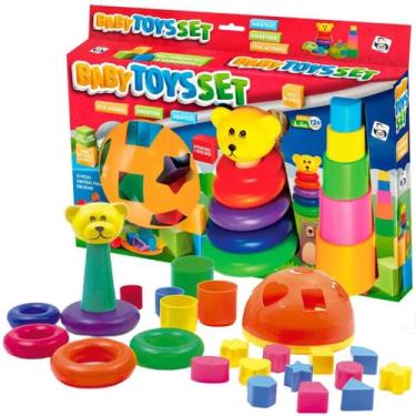 Imagem de Kit Brinquedo Didático Encaixe Cores E Formas Educativo Bebê - BBRINQU