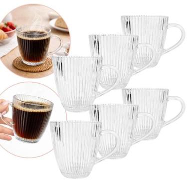 Imagem de Jogo 6 Canecas Sleek Canelado 250ml em Vidro Cafe Cha - Mimo Style