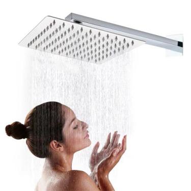 Imagem de Ducha Chuveiro Slim Quadrado 20x20cm Inox 304 com Braço Wbcom