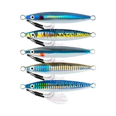 Imagem de Conjunto De Iscas De Pesca Luminosas 5 Peças, Isca De Metal Com Olhos 